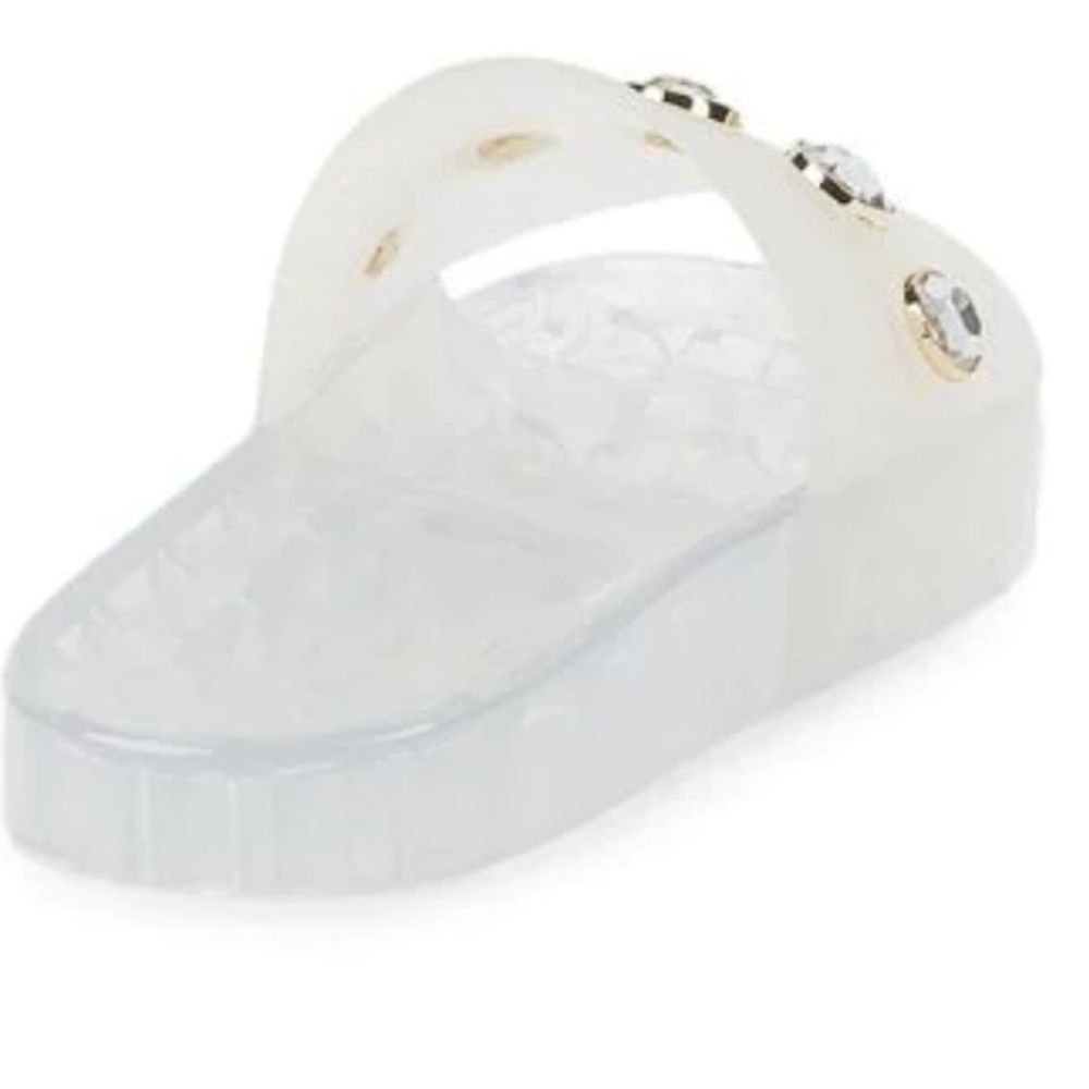 BRAND NEW KARL LAGERFELD PARIS TAJA JEWEL-EMBELLISHED POOL SLIDES
